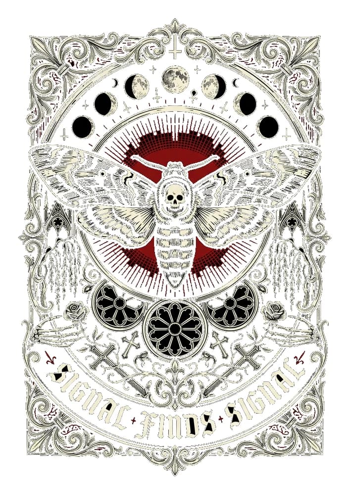Death's-Head Beacon — Sticker — Bone on black