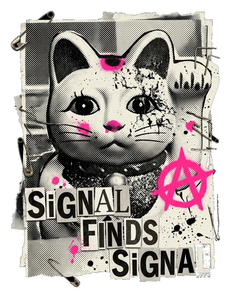 Static Cat — Sticker — Bone on black