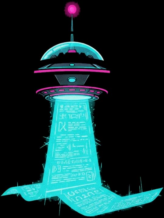 Spaceship Alpha 9 broadcasting its manifesto
