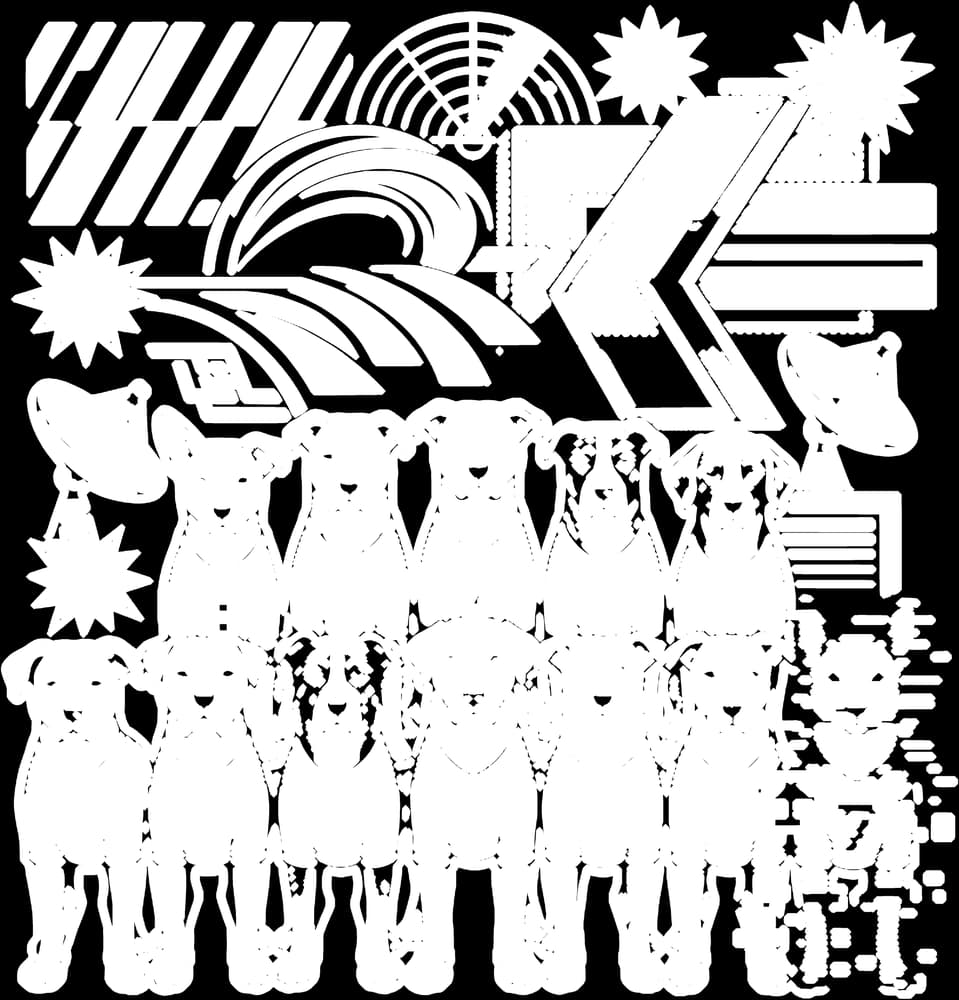 Thirteen Dogs — Sticker — Bone on black