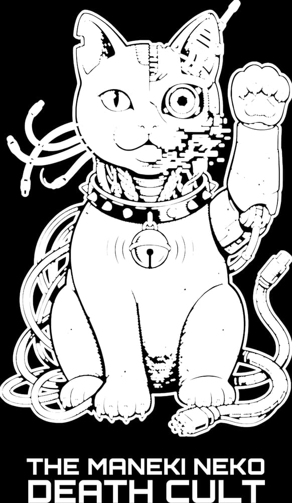 Cyberpunk Neko — Bone on black