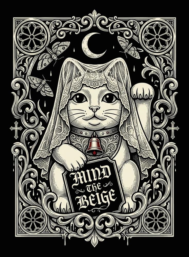Mourning Neko — Tee — Full colour on black