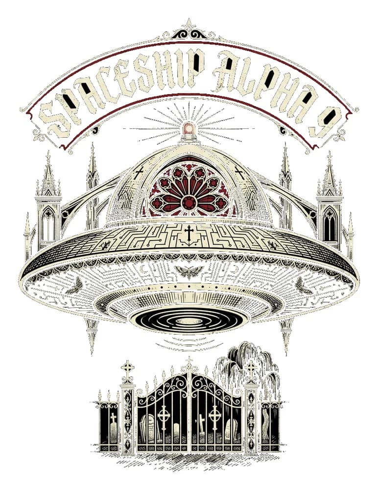 Cathedral Ship — Sticker — Bone on black