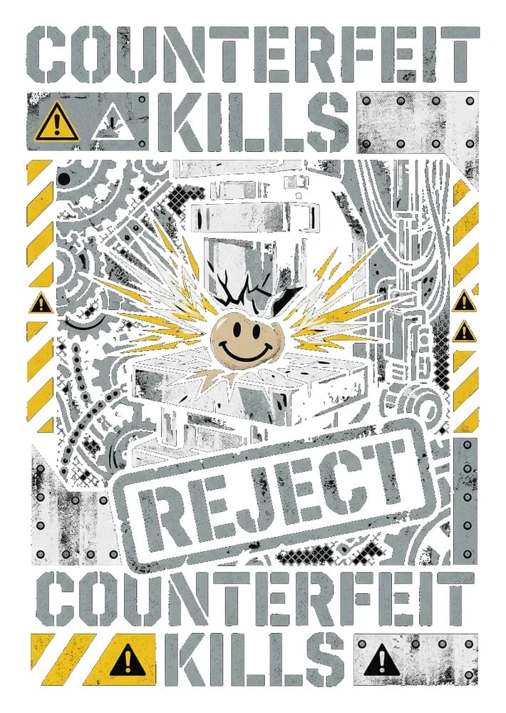 Counterfeit Press — Sticker — Bone on black