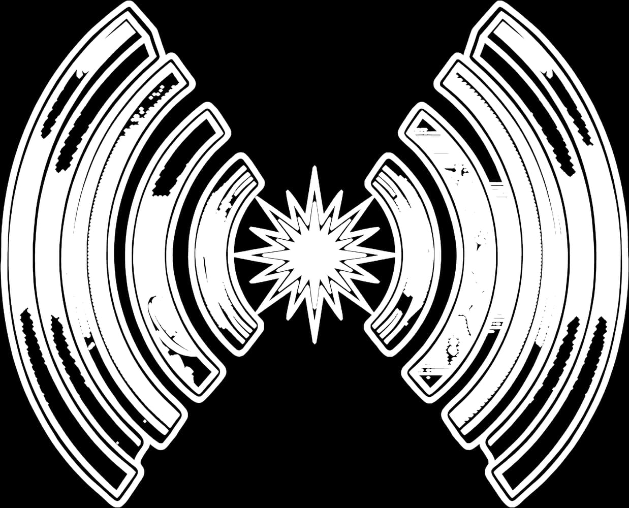Two Arcs — Sticker — Bone on black