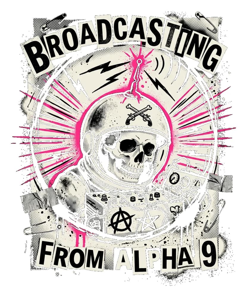 Pirate Radio — Sticker — Bone on black