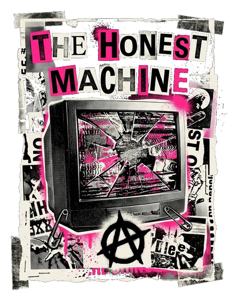 Smashed Machine — Sticker — Bone on black