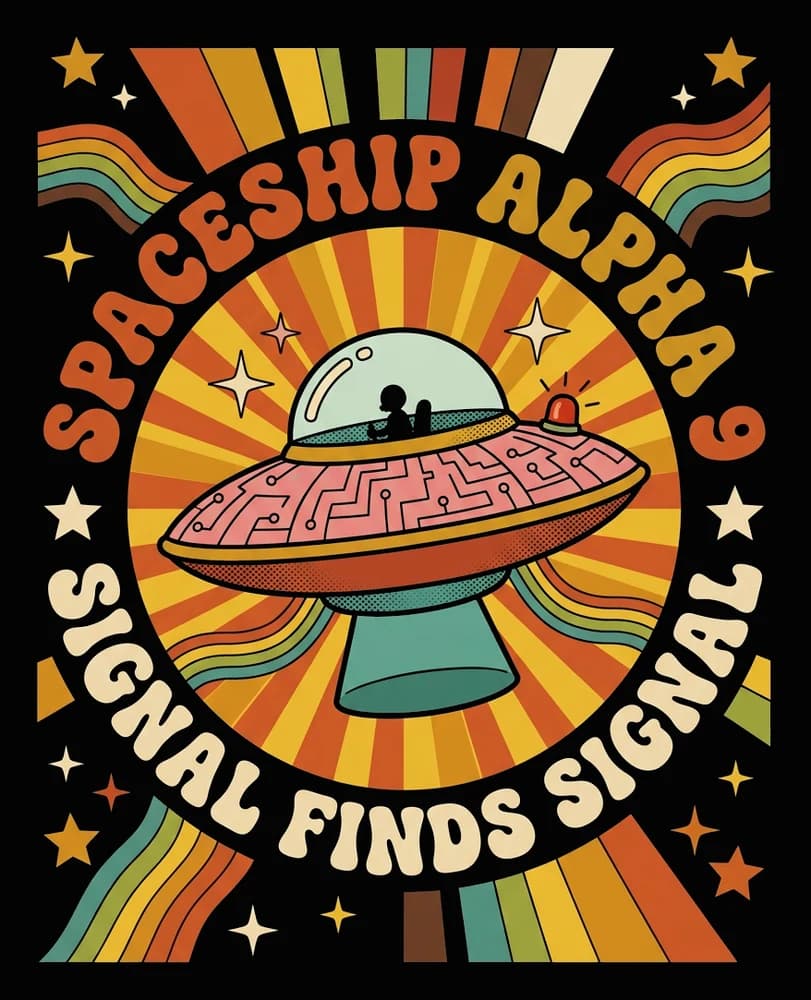 Signal Finds Signal — Tee — Full colour on black